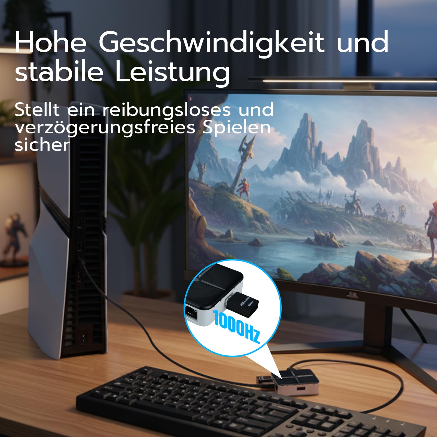 Besavior P5 General Adapter Kompatibel mit PS5/Slim/PRO – Unterstützt HITBOX, XIM Matrix, ReaSnow S1, Raspberry Pi | Plug-and-Play 1000Hz Gaming Adapter für PS5-Spiele – Schwarz
