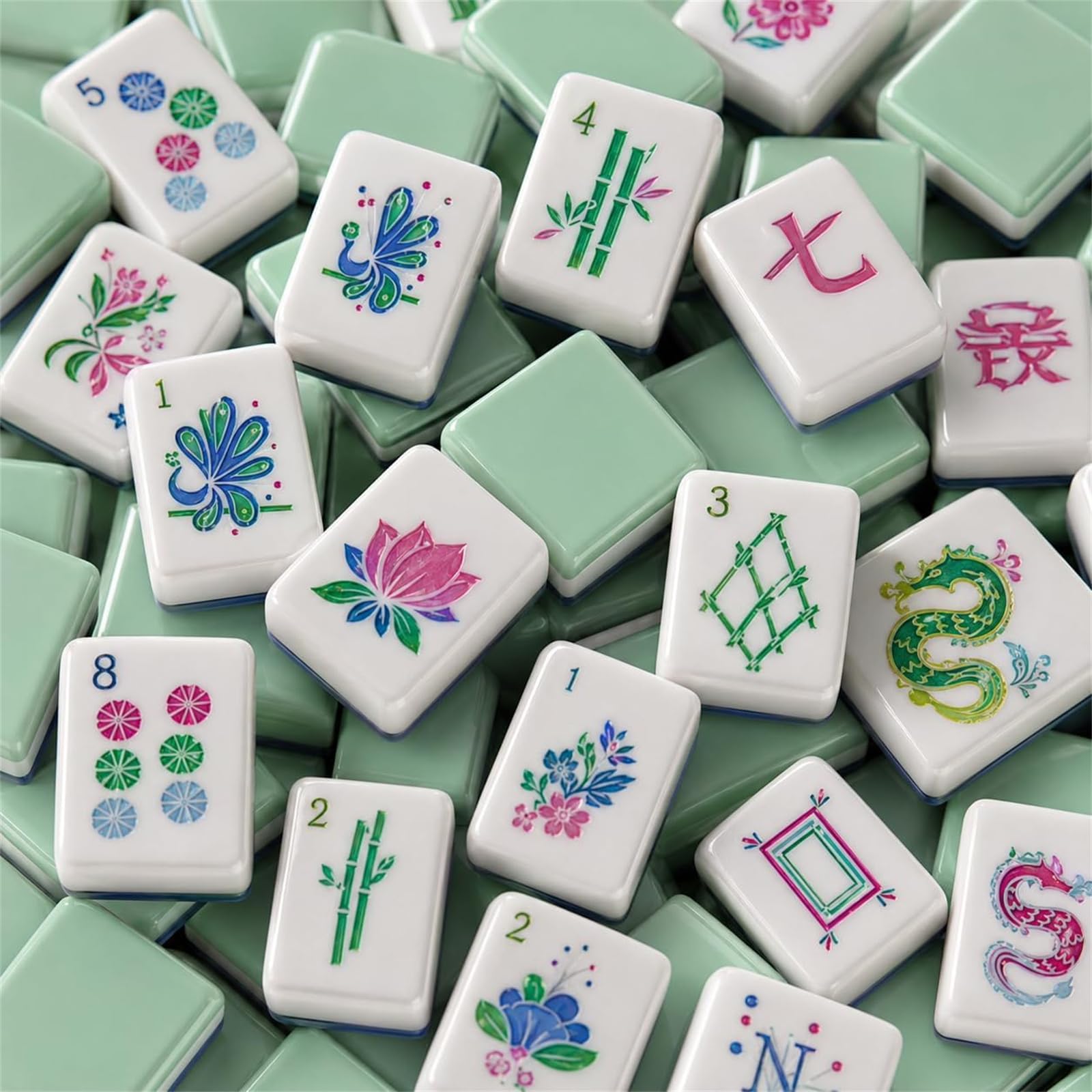 Mahjong Americano 2027 Migliorato in Acrilico Effetto Legno, 160 Tessere a 4 Strati con Simboli Incisi, per Serate di Gioco, Viaggi, Incontri e Regali (D)