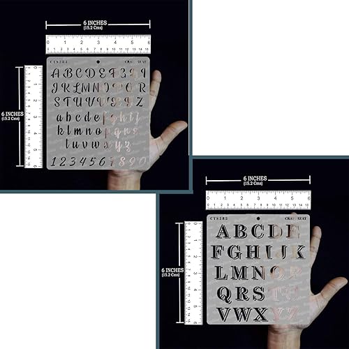 Miniatura 3 de CrafTreat Plantillas de alfabeto para pintar sobre madera, lienzo, pared, tapas de muebles, alfa, precioso, alfa, 2 unidades, 6 x 6 pulgadas cada
