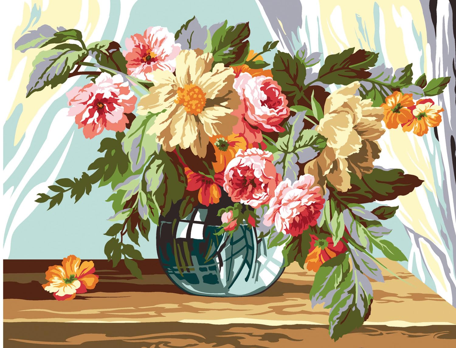 Canevas Bouquet à la fenêtre SEG kit broderie facile toile imprimée grand confort