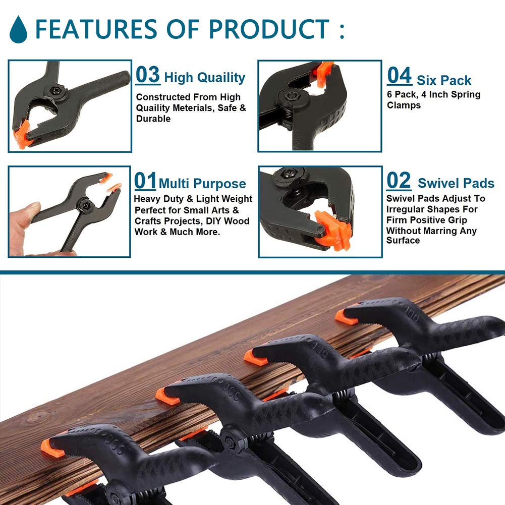 Morsetti A Molla Per Sfondo Fotografico - 8 Pezzi In Metallo, Con Gomma Antiscivolo - Foto 5