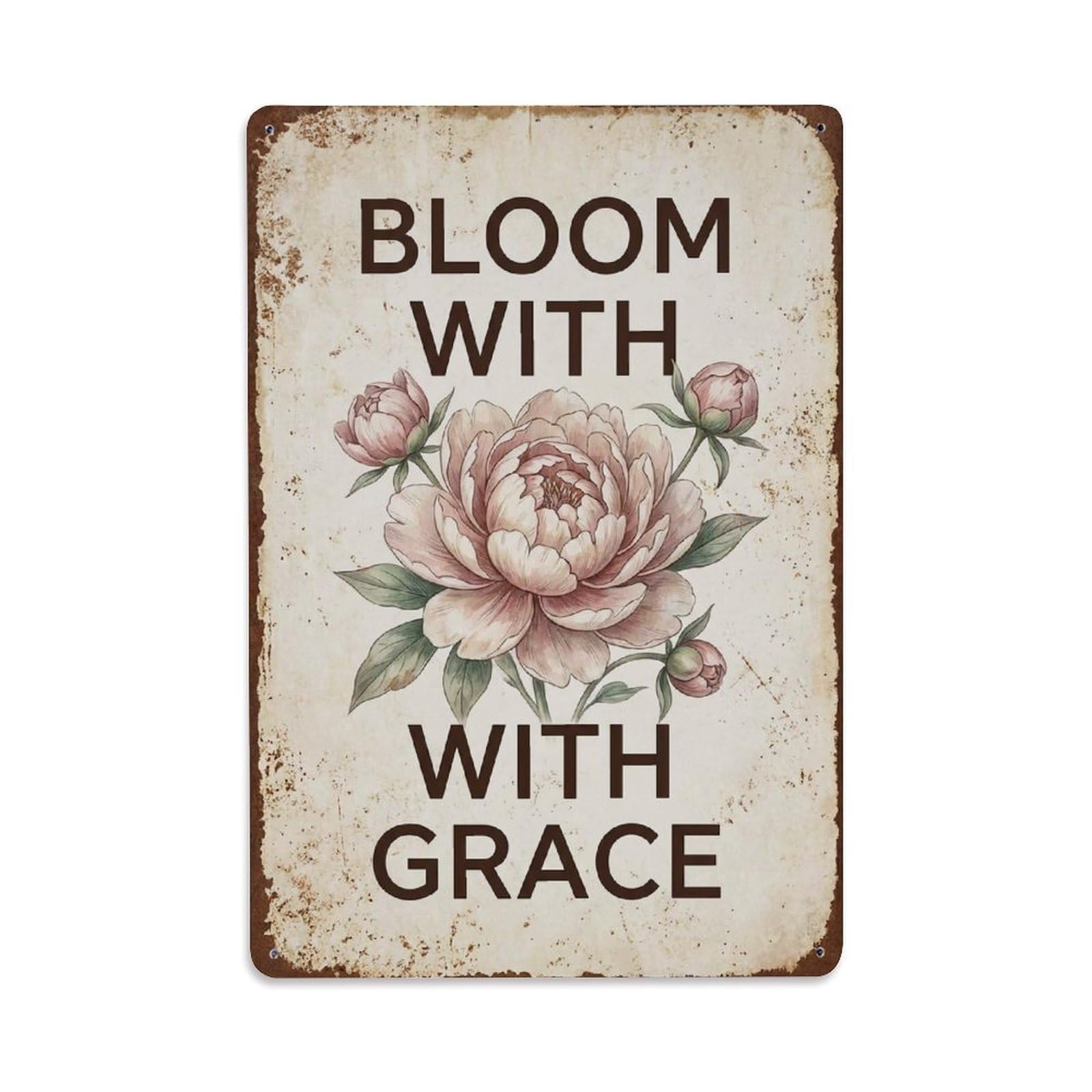 Bloom With Grace Elegance Flower Metal Tin Sign