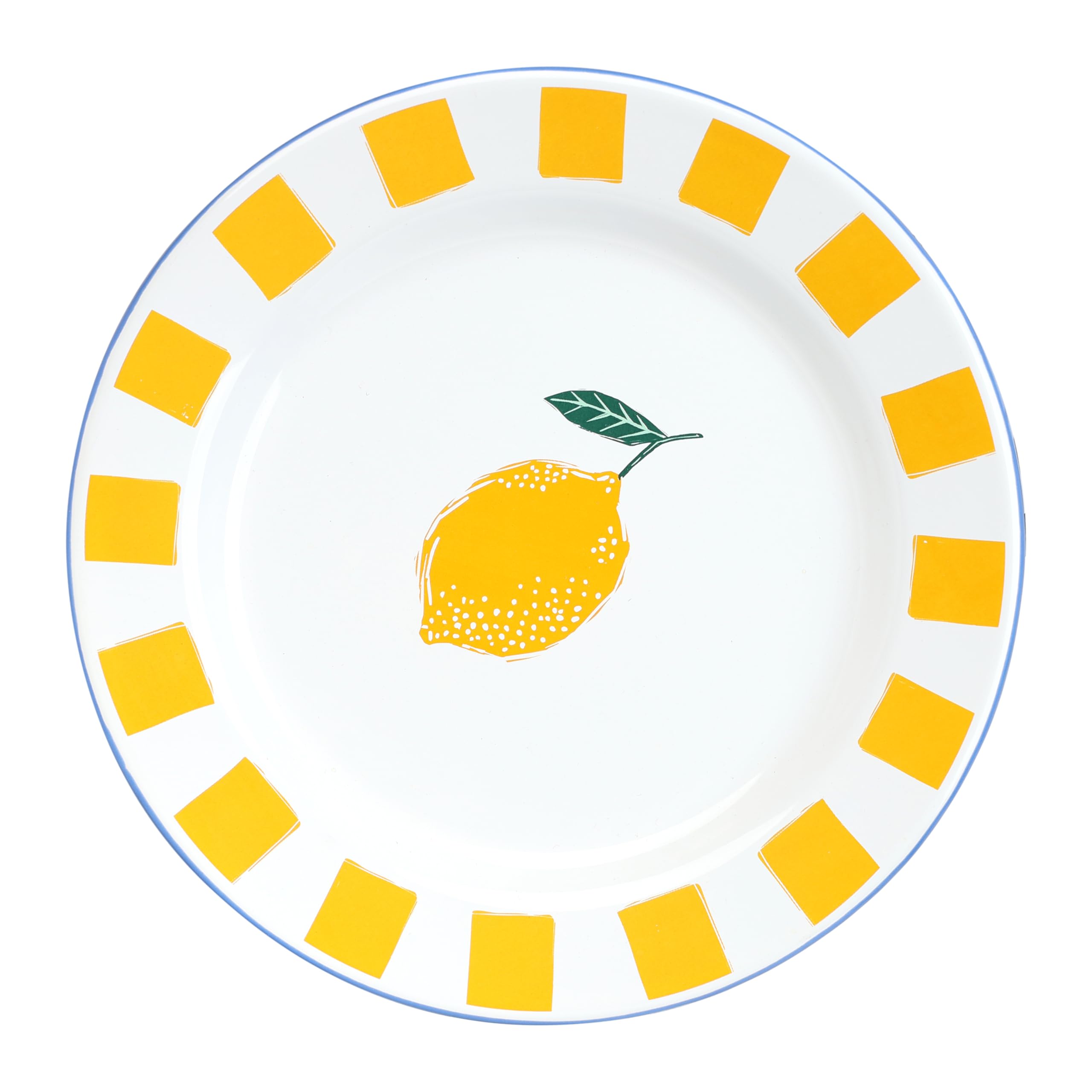 Talking Tables Handmade Enamel Side Plate 20cm with Lemon Design, Shatterproof & Dishwasher Safe Household Plates, Reusable Tableware for Indoor & Outdoor Dining,