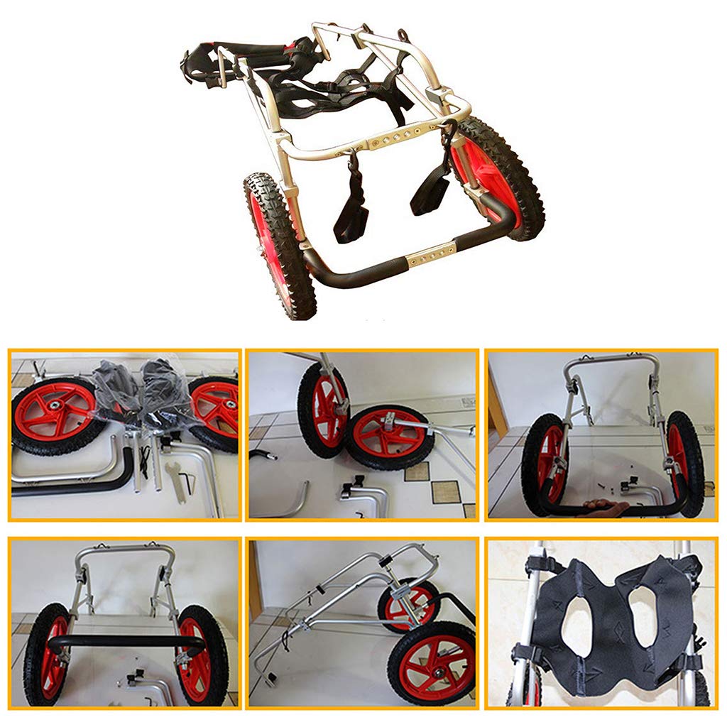 Réglable Fauteuil Roulant pour Chien/Animaux Handicapés，Animaux De Compagnie Poids Léger Facile à Assembler Chariot pour Chien Réadaptation des Pattes Arrière pour Petit Chien(Size:L)