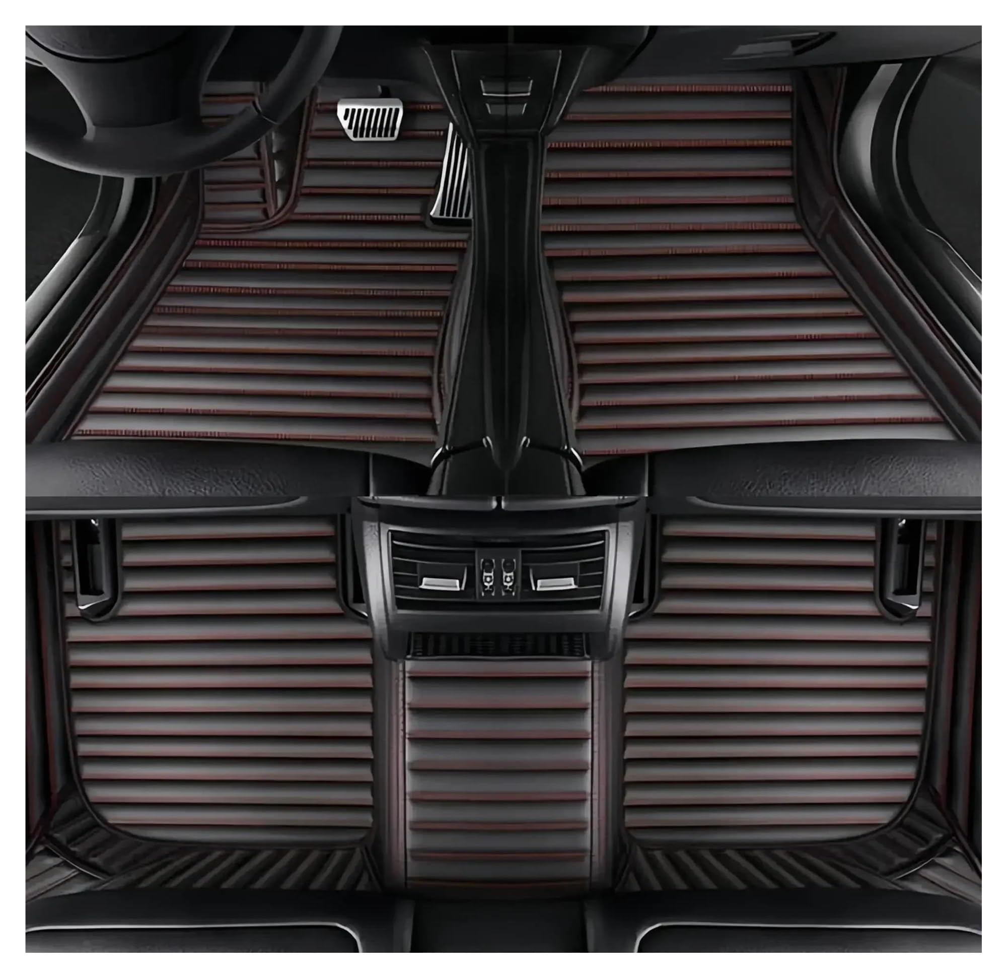 Auto Fussmatten Für MINI Für Countryman 2011 2012 2013 2014 2015 2016 Luxus-Leder-Bodenbeläge Vollständige Abdeckung Teppichzubehör Auto-Fußmatten Fußmatten Automatten(Style 3 Black Red)