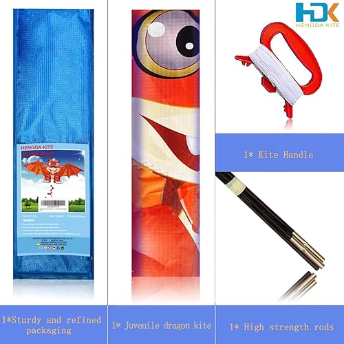 Miniatura 10 de HENGDA KITE Cometa de dragón juvenil, para niños y adultos, fácil de volar, excelente diseño de tela y estructura, las imágenes son hermosas en alta