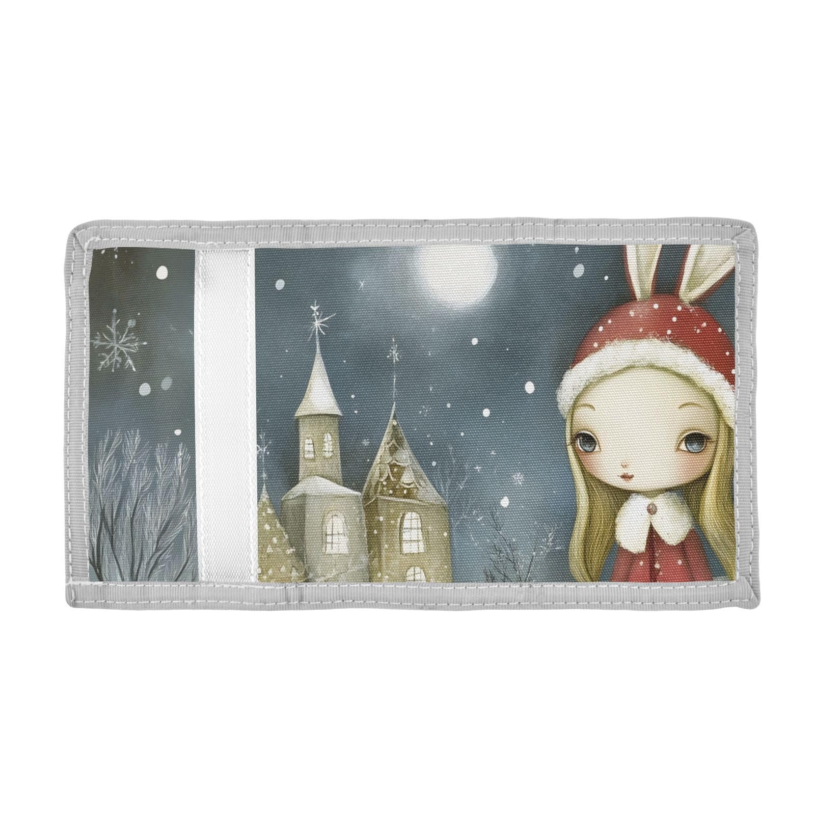 FOLIOSA Kids Wallet for Boys Girls Cartoon Rabbit Print Youth Wallet with Zipper Pocket Card Holders, Novelty Wallet 4.9×2.9 in