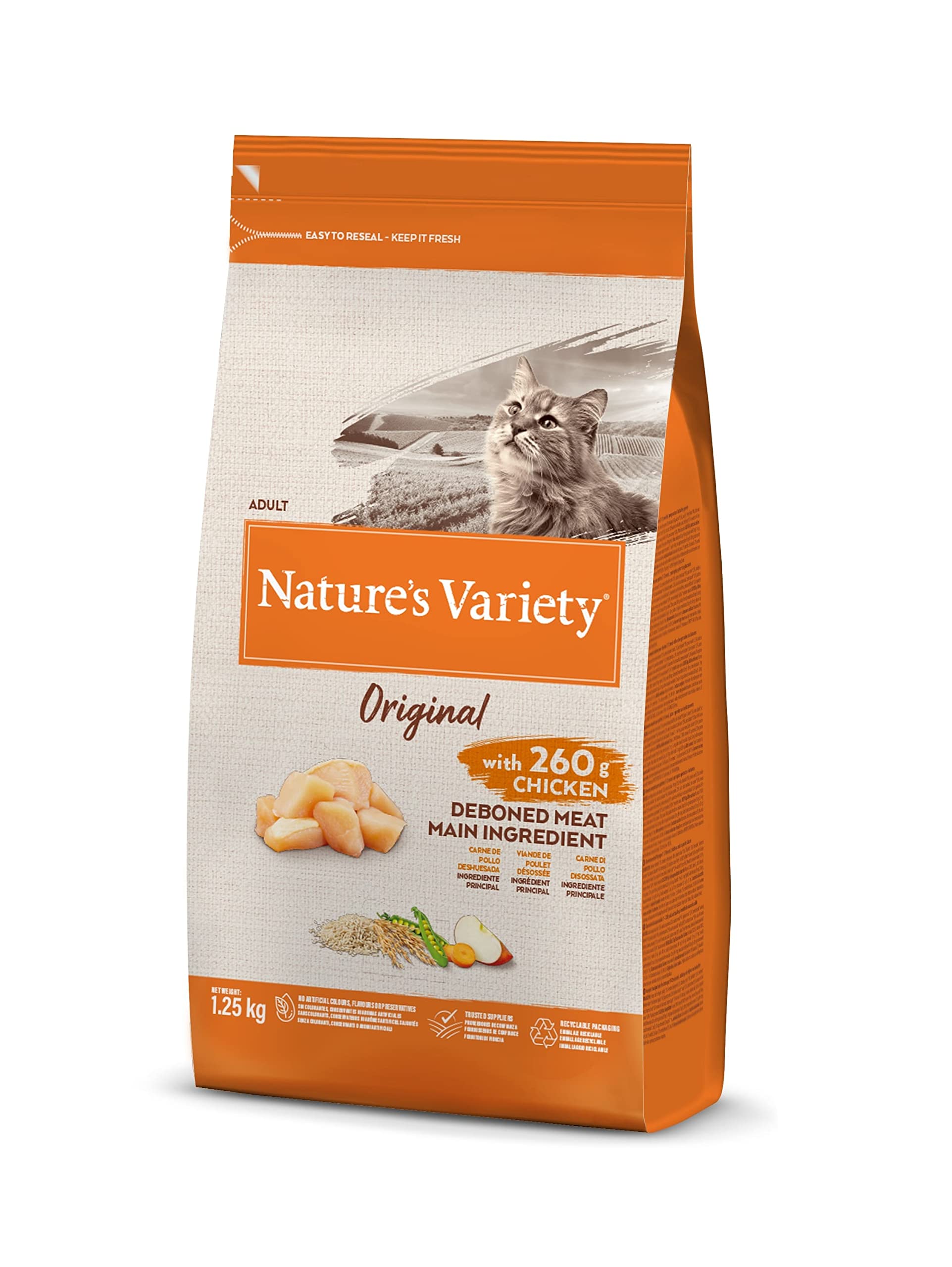 Nature's Variety Original, Pienso para Gatos Adultos con Pollo deshuesado, 1,25kg