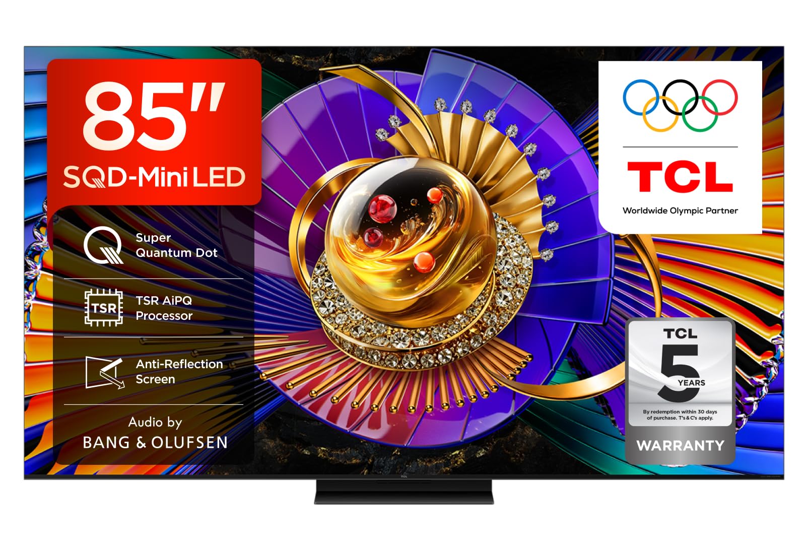 Tcl 85C7L-Uk, 85" 4K Sqd Mini Led 144Hz Tv