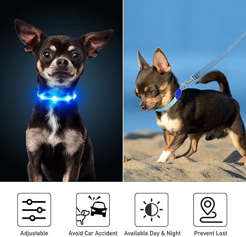 Miniatura 5 de Collares iluminados para perros pequeños, medianos y grandes, collar de perro LED ajustable, collar recargable con brillo suave para perros y gatos,