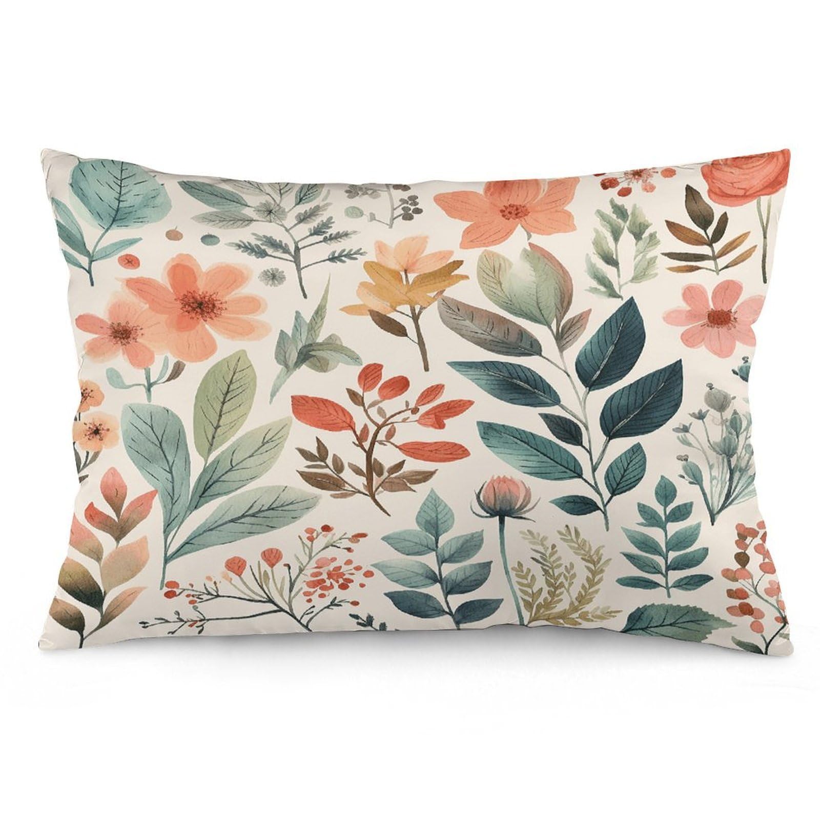 Watercolor Flowers Throw Pillow Cover Soft Pillow Case Decorative Lumbar Pillow Cover Cozy Throw Pillowcase Polyester Rectangular Cushion Case Decor for Couch Sofa Bed