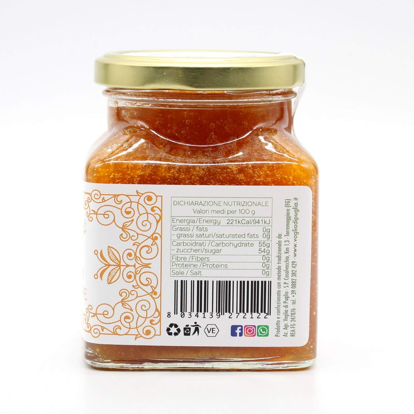 Voglia Di Puglia Confettura Di Albicocche 340 grammi 100% Made In Italy 12 Barattoli