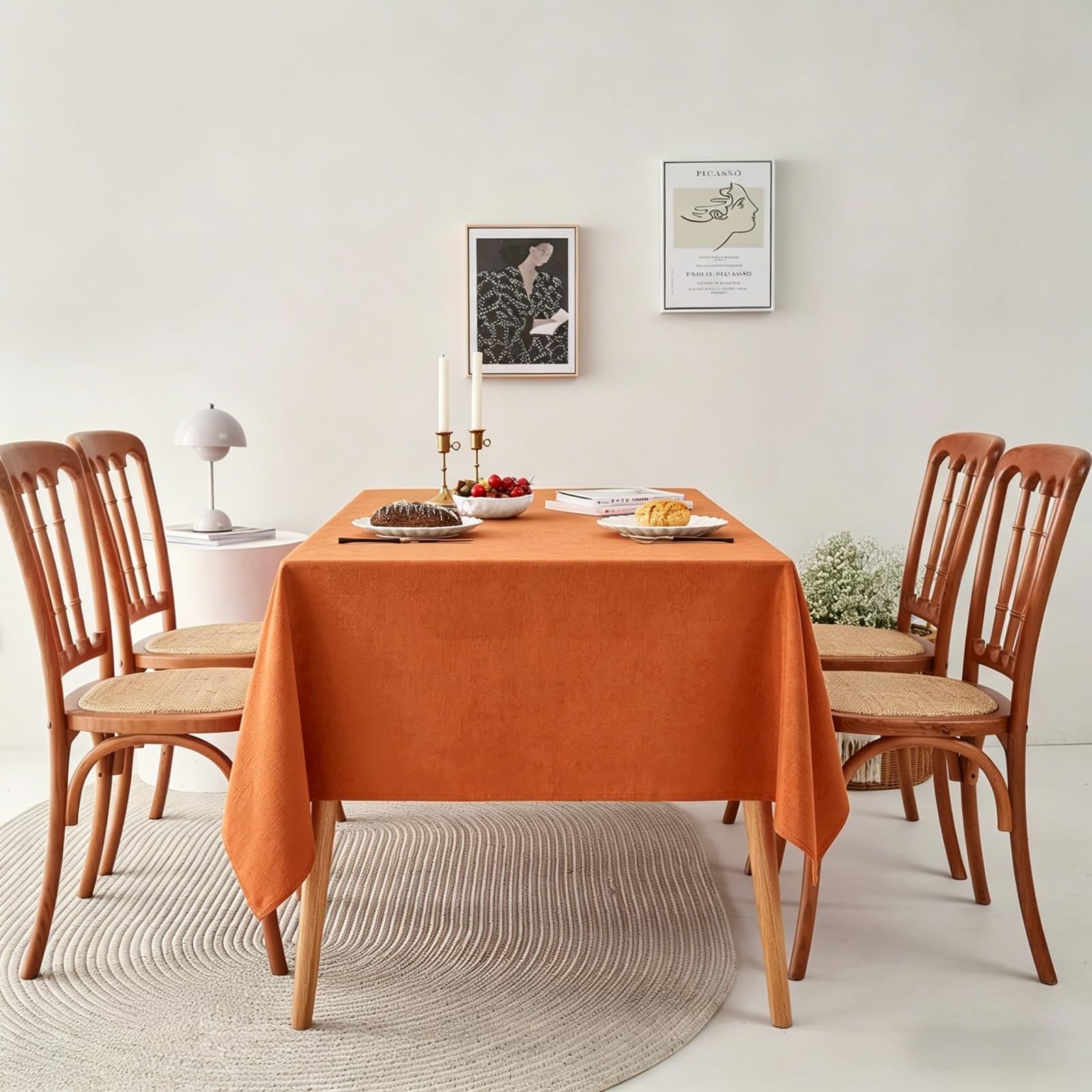 Rectangular Manteles 100 x 230 cm Antimanchas Lavable, Impermeable Exterior Mesa Durabilidad y Fácil Limpieza para Casa Comedor Cocina Exterior Navidad Fiestas Cumpleaños, Naranja