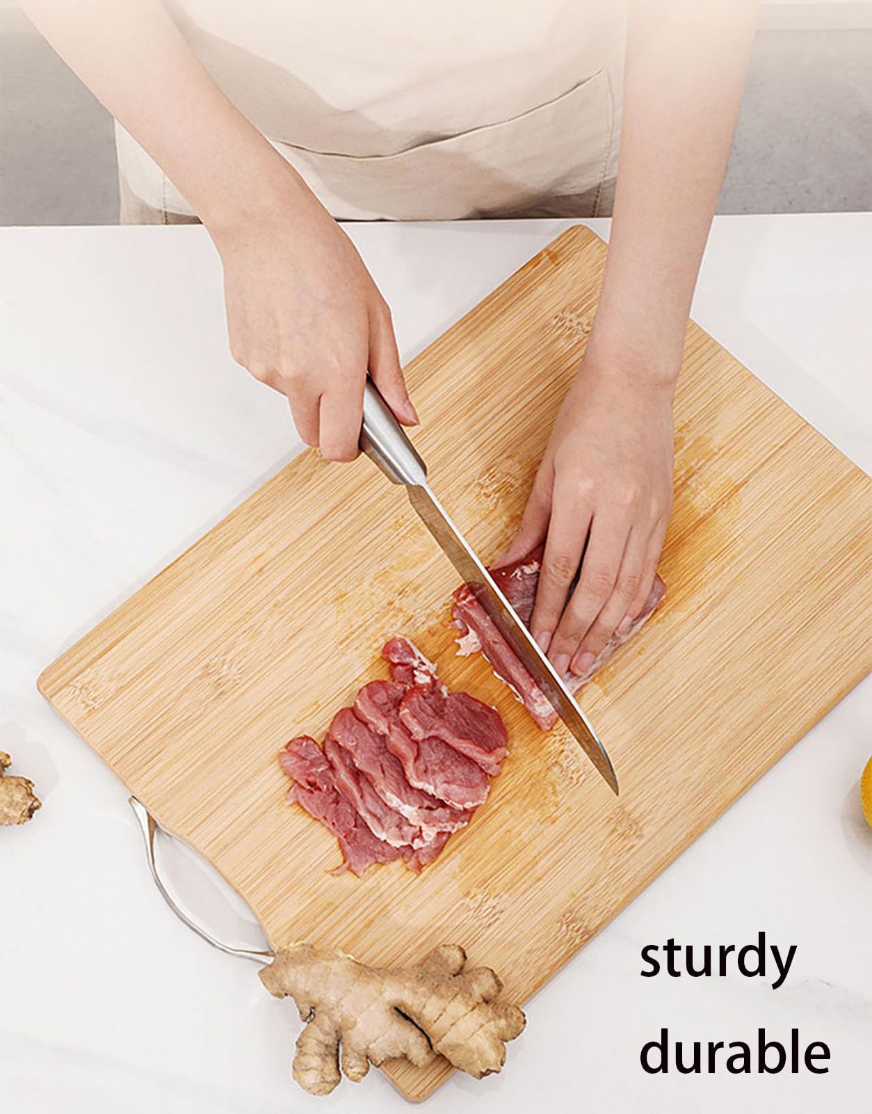Tabla de cortar bambú grande con mango 1,8 cm grosor, tabla doble cara for carnes y frutas, fácil limpiar, 60, 80 cm/31,5 pulgadas(80cm/31.5in)