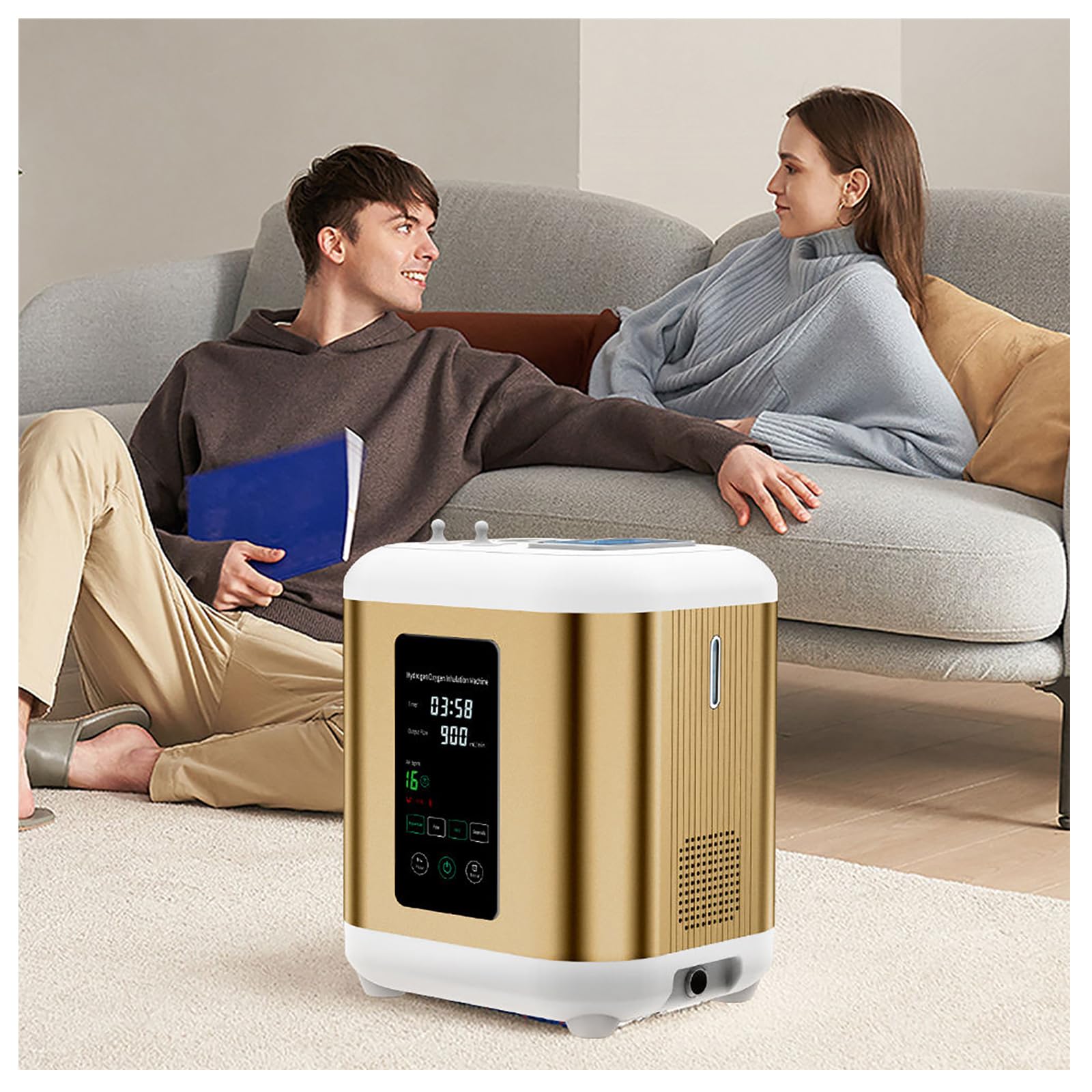 Fxnfxla Gold 600/900Ml/Min Medical-Grade Hydrogen Inhaler Machine – Pem Tech, 99.99% Ultra-Pure H2, Hydrogen Therapy Machine, Portable H2 Machine, For Clinics 900Ml/Min