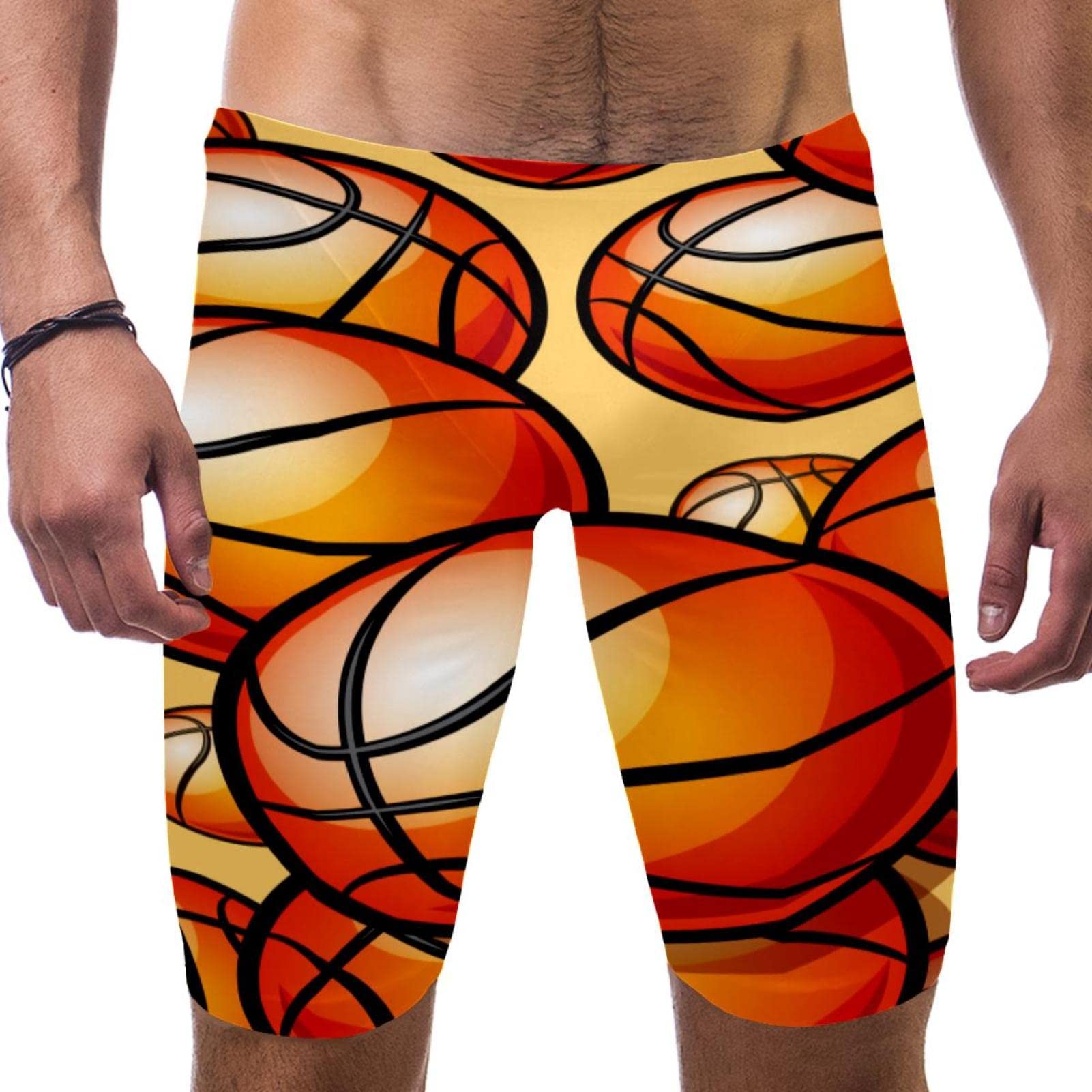 Bañador de natación con patrón de baloncesto pintado y acabado hidrófugo 7