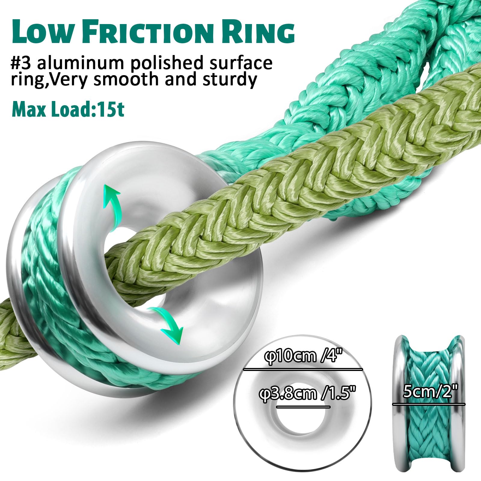 Cinghia ad anello per sartiame, 3 x 1,8 m, corda per arboricoltore con anello a basso attrito, carico massimo 15 t, 7 tasche di regolazione per arrampicata, attrezzatura per arboricoltori – Grande