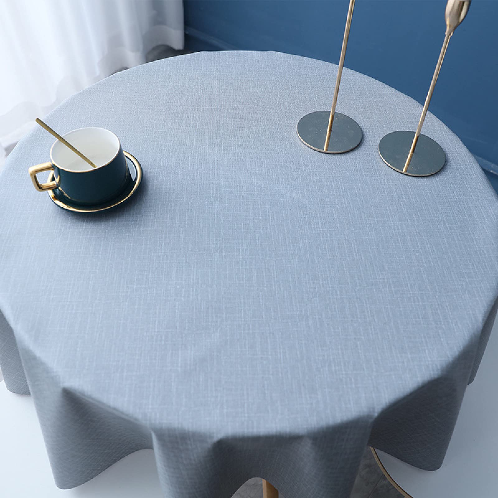 Manteles Mesa Antimanchas Impermeable Cloruro de Polivinilo Nórdico o para Cocina Comedor Beige a Circulo Diámetro 180cm
