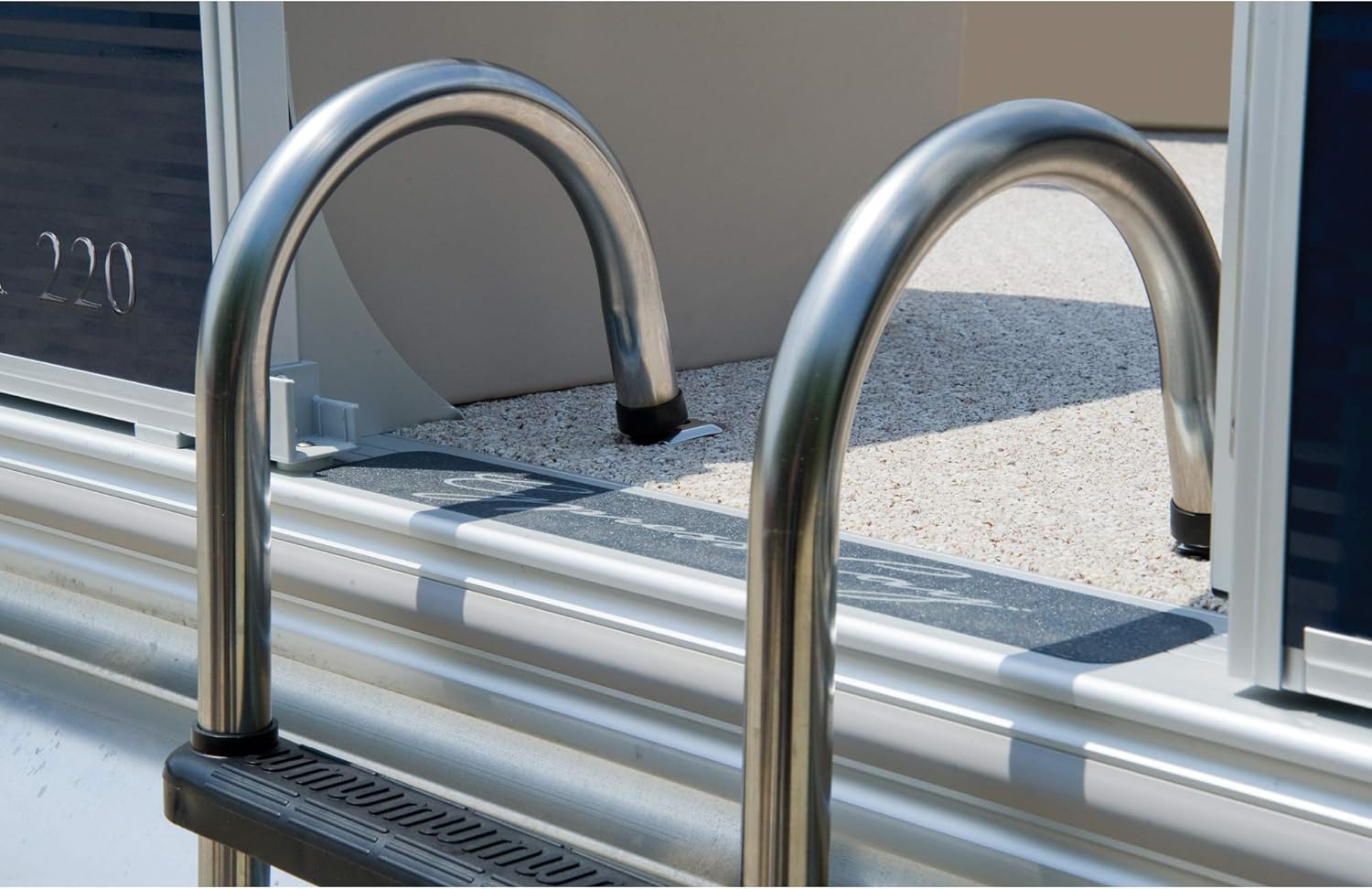 JIF Marine 3-Step Removable Telescoping Pontoon Ladder – Folding Stainless Steel Boarding Ladder with Wide UV-Resistant Steps, Compact Storage, and 400 lb Capacity