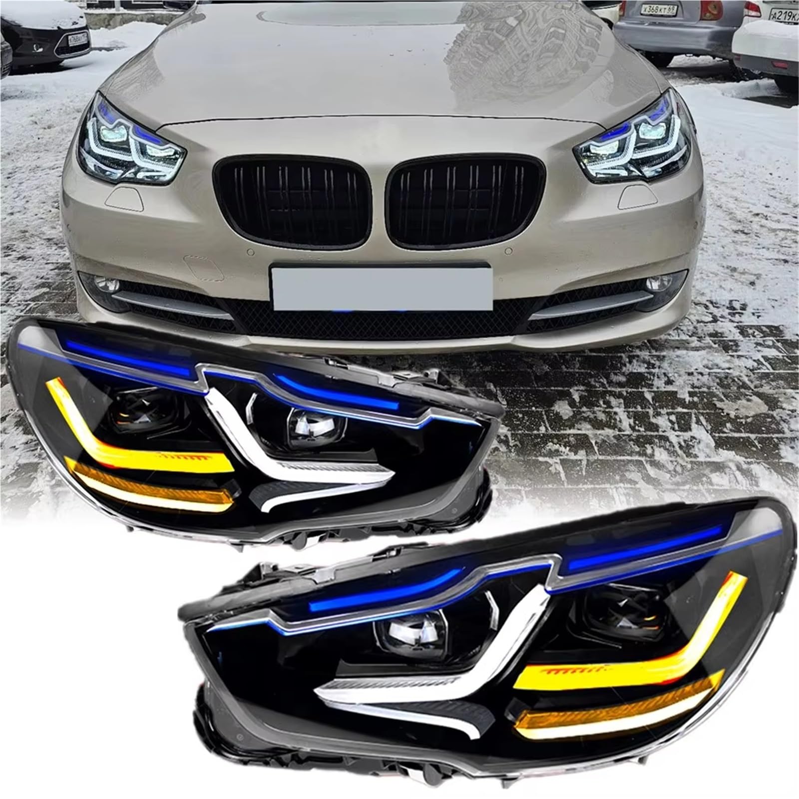 Gruppo fari per Auto per BMW F07 GT Serie 5 2010-2017 5GT F07 Luci diurne a Anteriori per Auto modificate Plug And Play 2 Coppie di fari