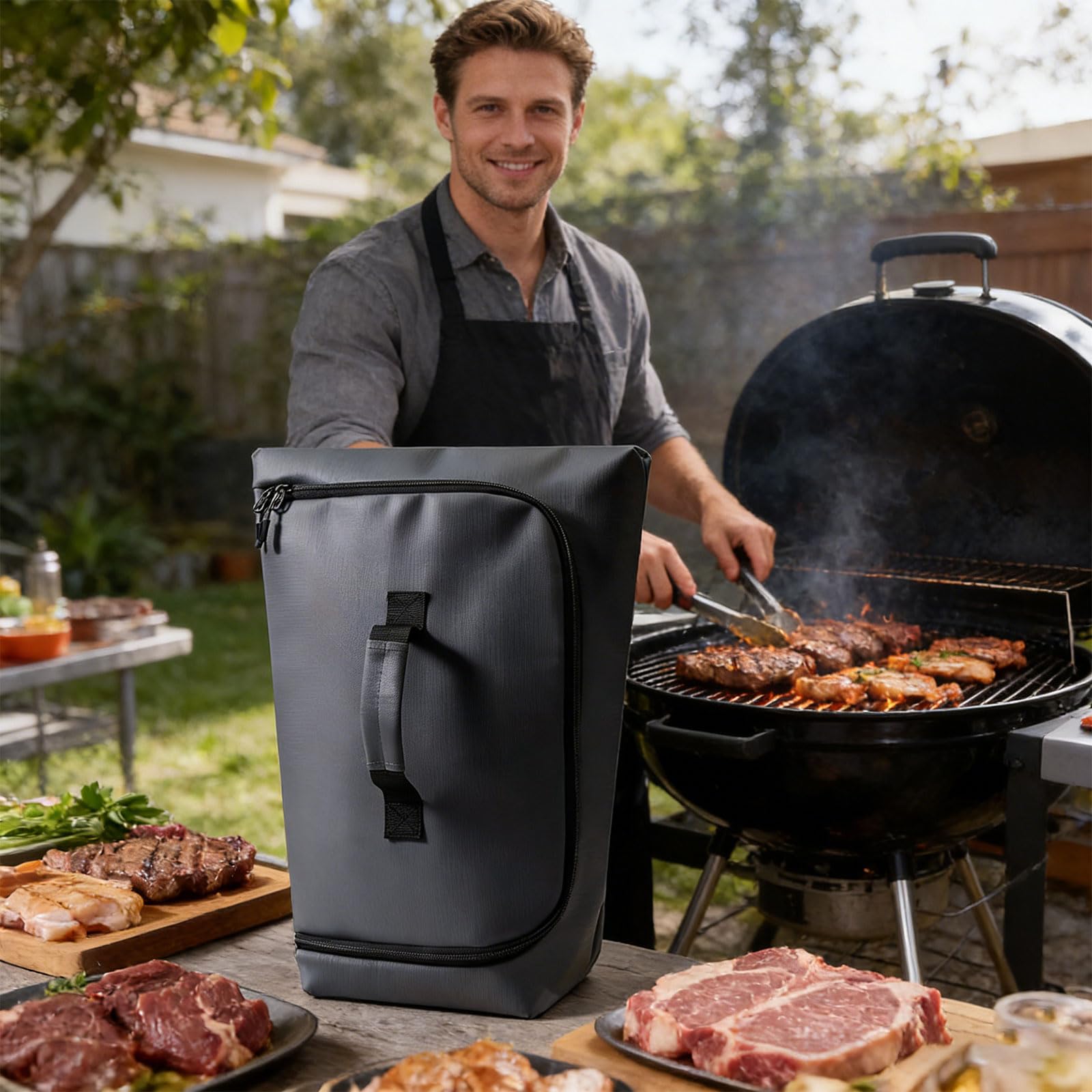 Borsa termica di grandi dimensioni, 53,3 x 35,5 x 20,3 cm, per barbecue, con tecnologia impermeabile e doppio isolamento, facile da pulire