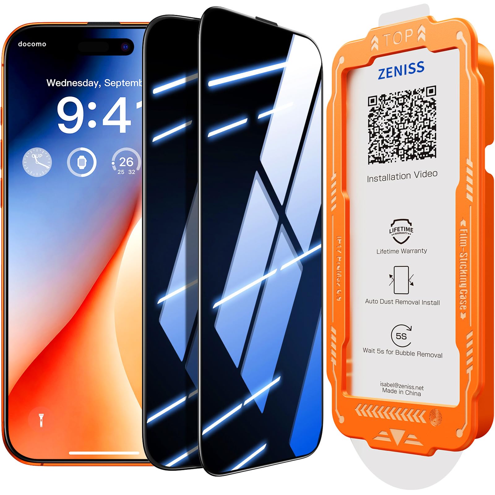 NeverBreak 9H+ Hardness for iPhone 17 Pro Max Privacy Screen Protector 12FT Military Grade Protection (Scratch, Shatter, Drop Resistance) Tempered