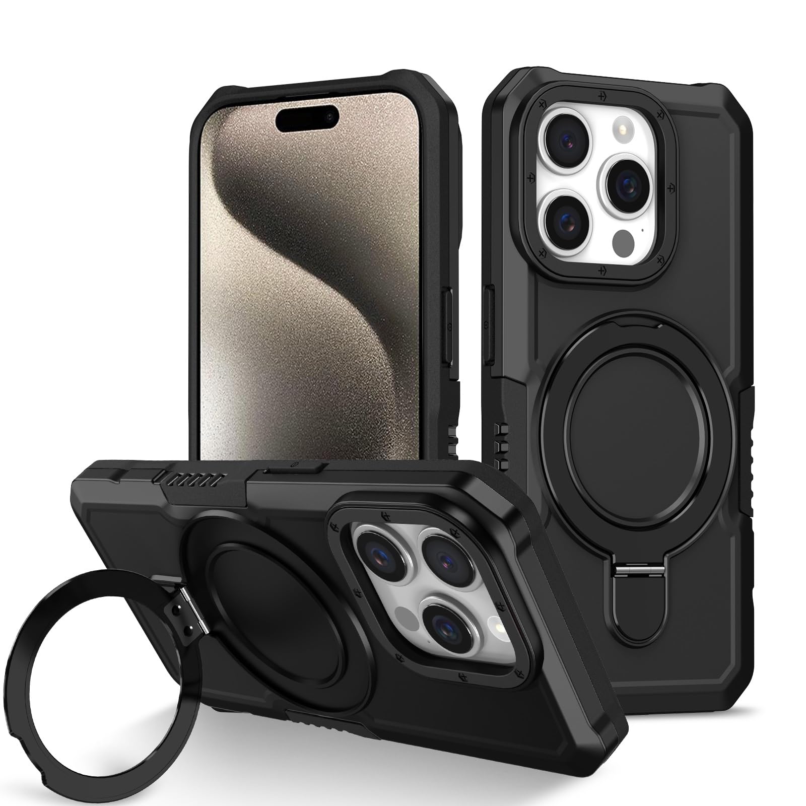 Custodia MOWIME Per IPhone 15 Pro Max Con Cinturino Da Polso E Cavalletto – Stampa Ghepardo, Silicone Antiurto, Protezione Militare