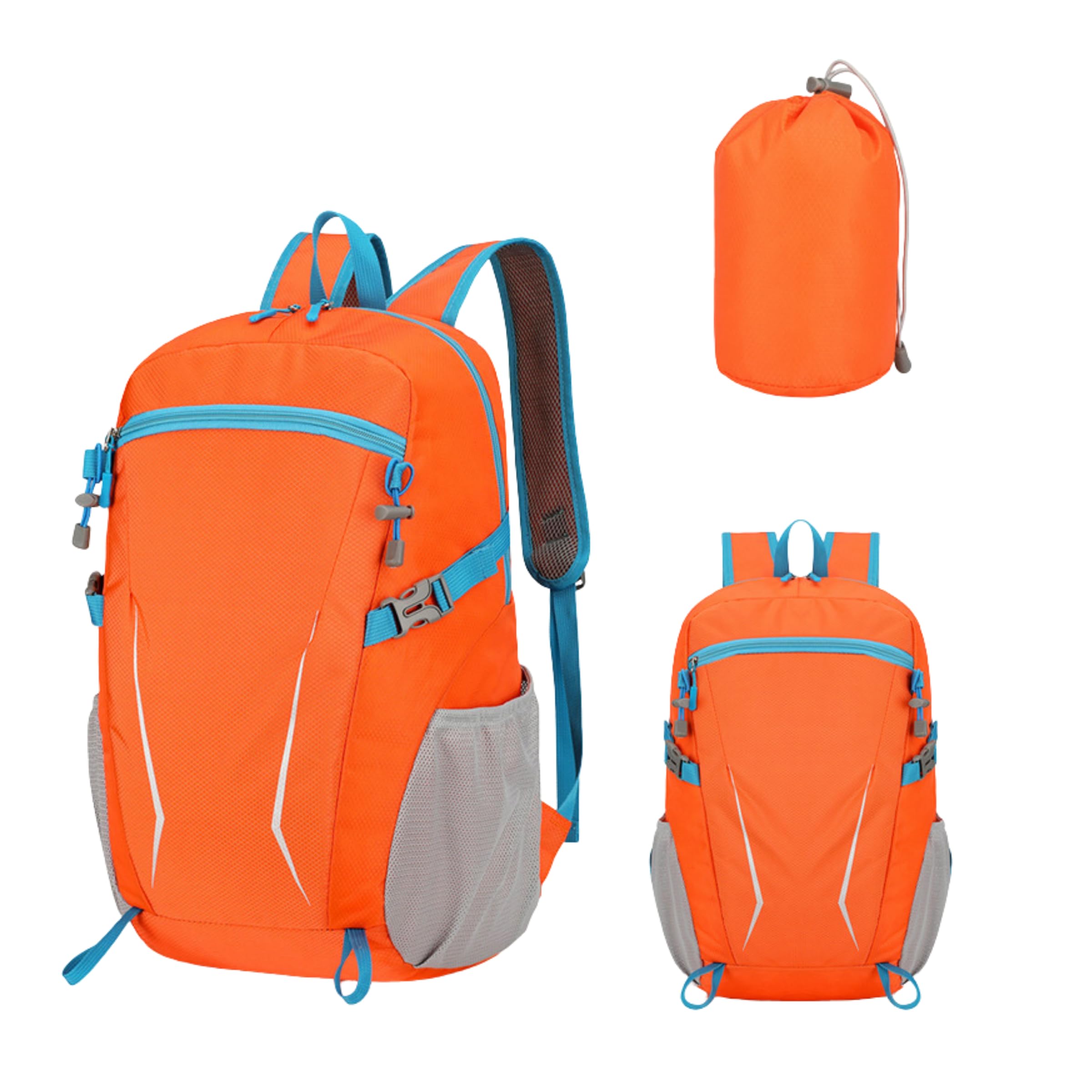 YIXING-H 20L Foldable Hiking Backpack, Lightweight Waterproof Backpack, Durable Folding Small Daily Bag, Compact Travel Bag, Suitable for Travel, Mountaineering, Camping, Cycling, Outdoors (orange)