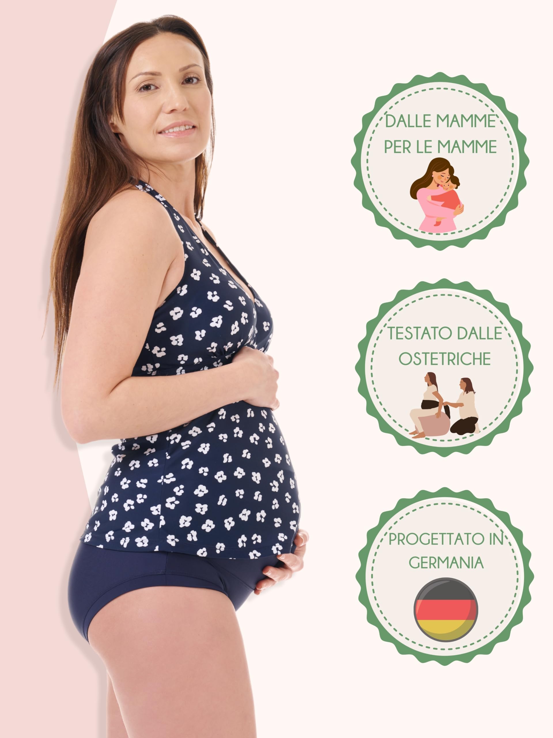 Herzmutter Costume da Bagno Gravidanza - Tankini Premaman - Neckholder - Due Pezzi per Donna Incinte - Costumi Mare Maternitá - 7100