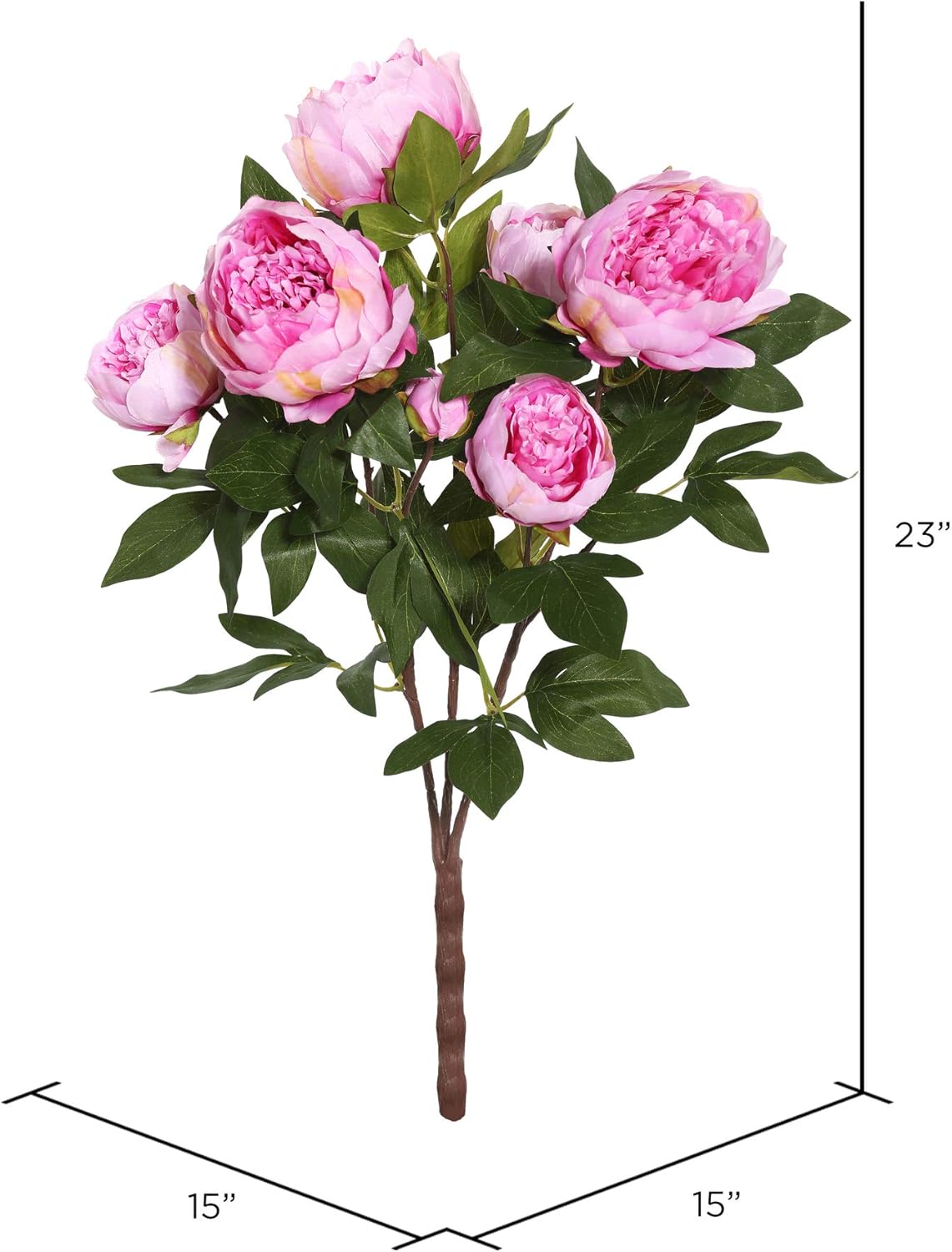 Vickerman 23'' Everyday Artificial Cerise Peony Bush - Faux Indoor Floral Arrangement - Lifelike Faux Peony Bush - for Home Or Office Decor - Maintance Free