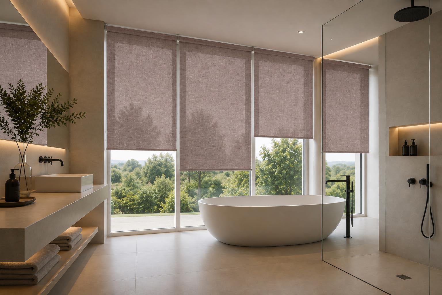 Estoralis Bran Store Enrouleur Tamisant, Marron, 110 x 250 cm