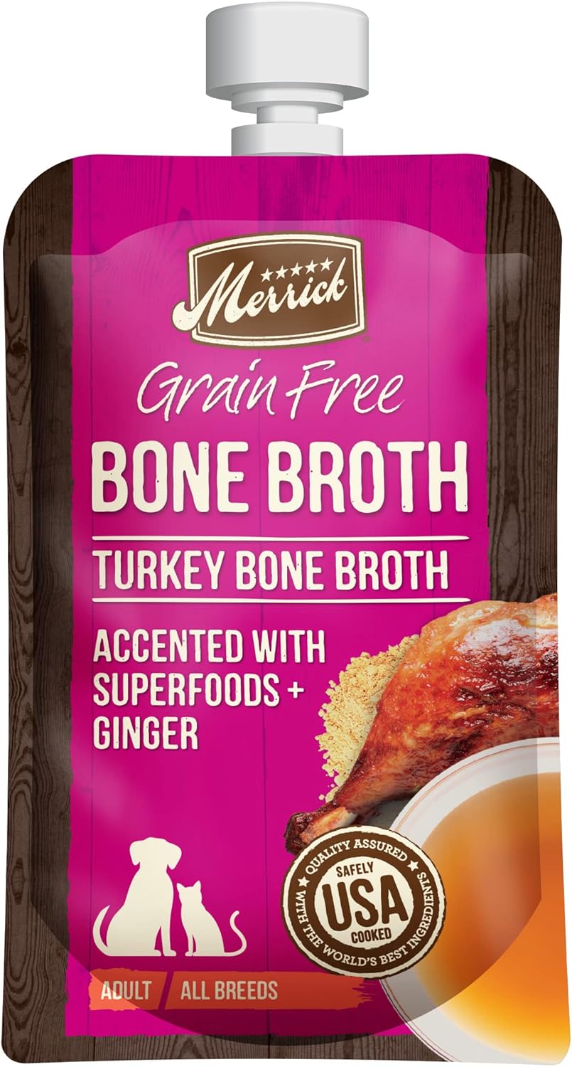 Merrick Grain Free Turkey Bone Broth, Dog Food Topper (14) 7 oz