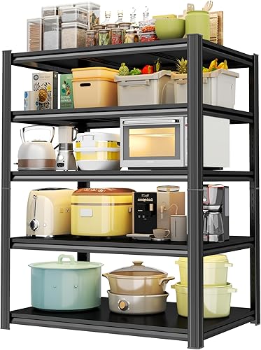 Miniatura 20 de Estantería de metal resistente para garaje, estantes de almacenamiento ajustables de 5 niveles, 3000 libras para garaje y sótano, cocina y despensa,