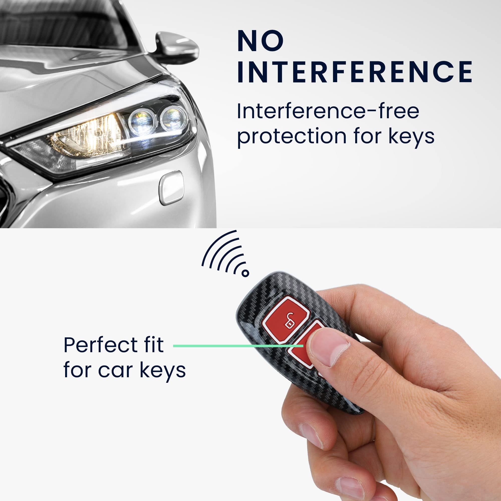 Coque Silicone Pour Clé Ford Keyless Go - Protection Souple Rouge-Noir - Compatible Fiesta, Focus, Kuga