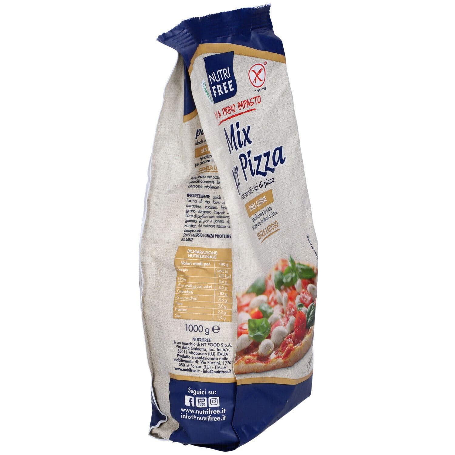 Italian Gourmet Mix per Pizza Farina senza Glutine Backmischung 6 x 1kg | Privo di lattosio e proteine del latte, glutenfrei für hausgemachte Teige und, Gesamtnettogewicht 6 kg + Kostenlos Polpa 400g