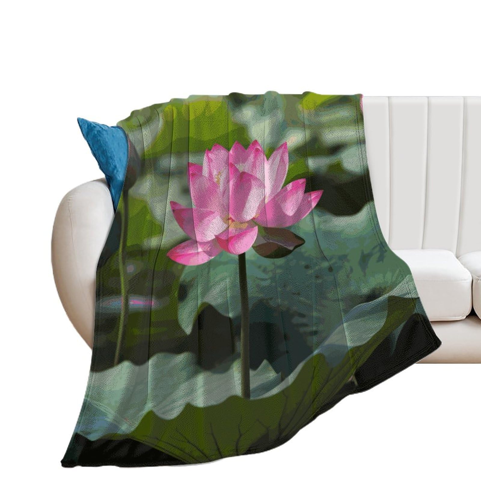 Couverture douce fleurs de lotus pour vos soirées cocooning et nuits sereines