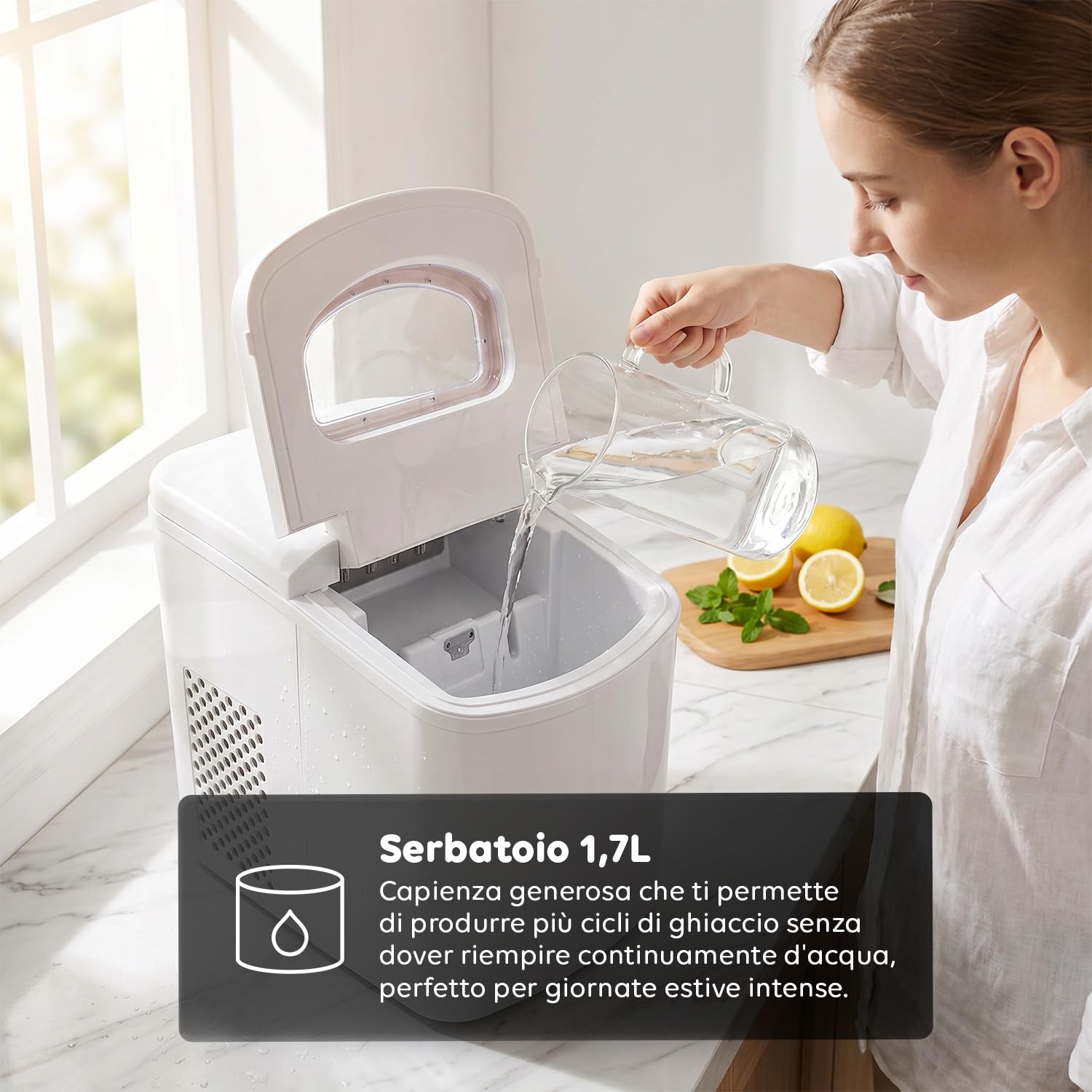 Avilia - Macchina Ghiaccio 10Kg/24h 150W, serbatoio 1,7L per Bevande e Cocktail, Uso Domestico e Professionale, Rapida Produzione 9 cubetti in 10 Minuti, Bassa Rumorosità