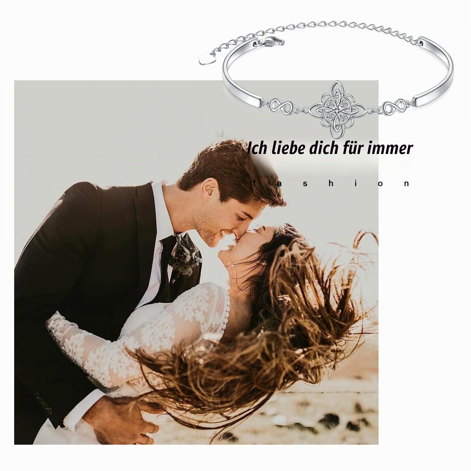 DAOCHONG 925 Sterling Silber Viel Glück Irischer Schmuck Keltischer Knoten Armband für Damen