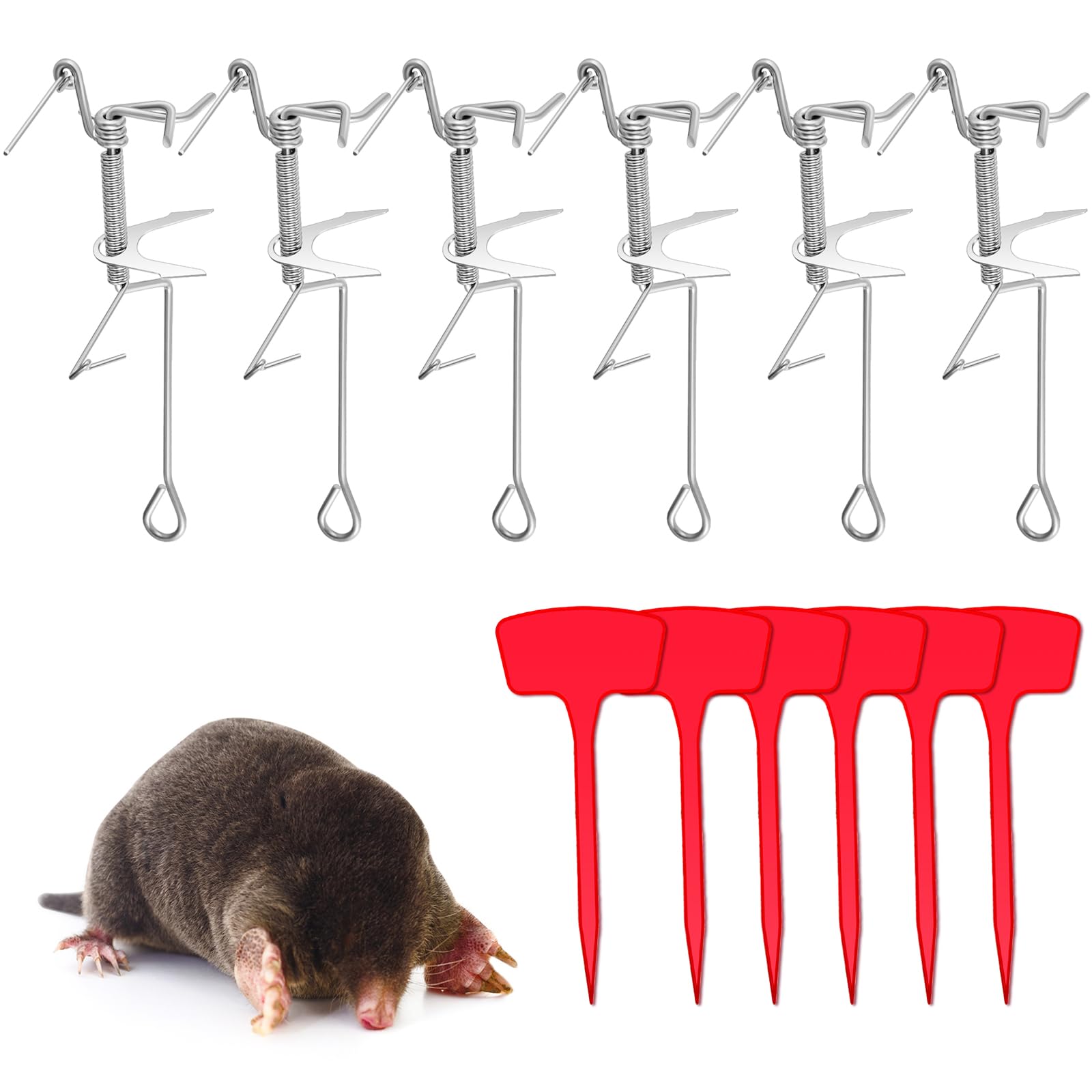 Photo 1 of Qualirey 6 Pcs Mole Trap Set with Marker Signs