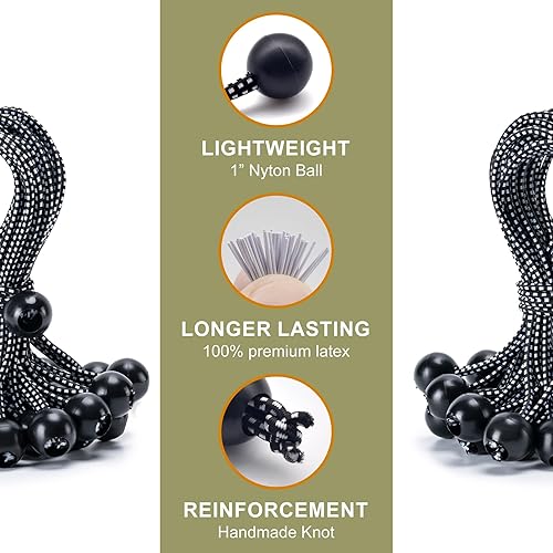 Miniatura 2 de Paquete de 30 cuerdas elásticas de bolas, 6 pulgadas, resistentes para toldos, lonas, cuerdas elásticas para camping, tiendas de campaña, carga,