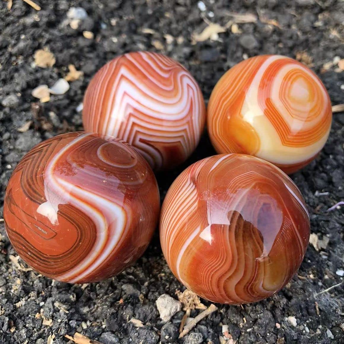 IPWWUTTH Crystal Decoration 35MM Highly Polished Natrual Sardonyx Stone Agate Ball Palm Stones Home Decor Beautiful Gifts Home Goods (Size : 3pcs)