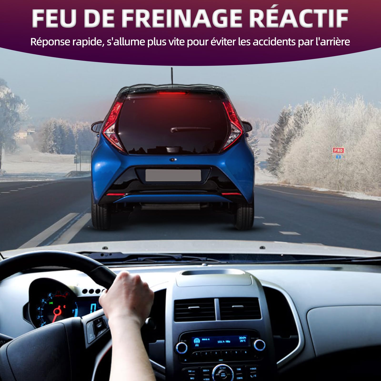 1pc pour Feu Stop 2014-2022 Ci.troen C1 / Pe.ugeot 108 / To.yota Aygo CHMSL Feu de Stop Arrière à Niveau Élevé Lampe de Frein LED 3ème Feu