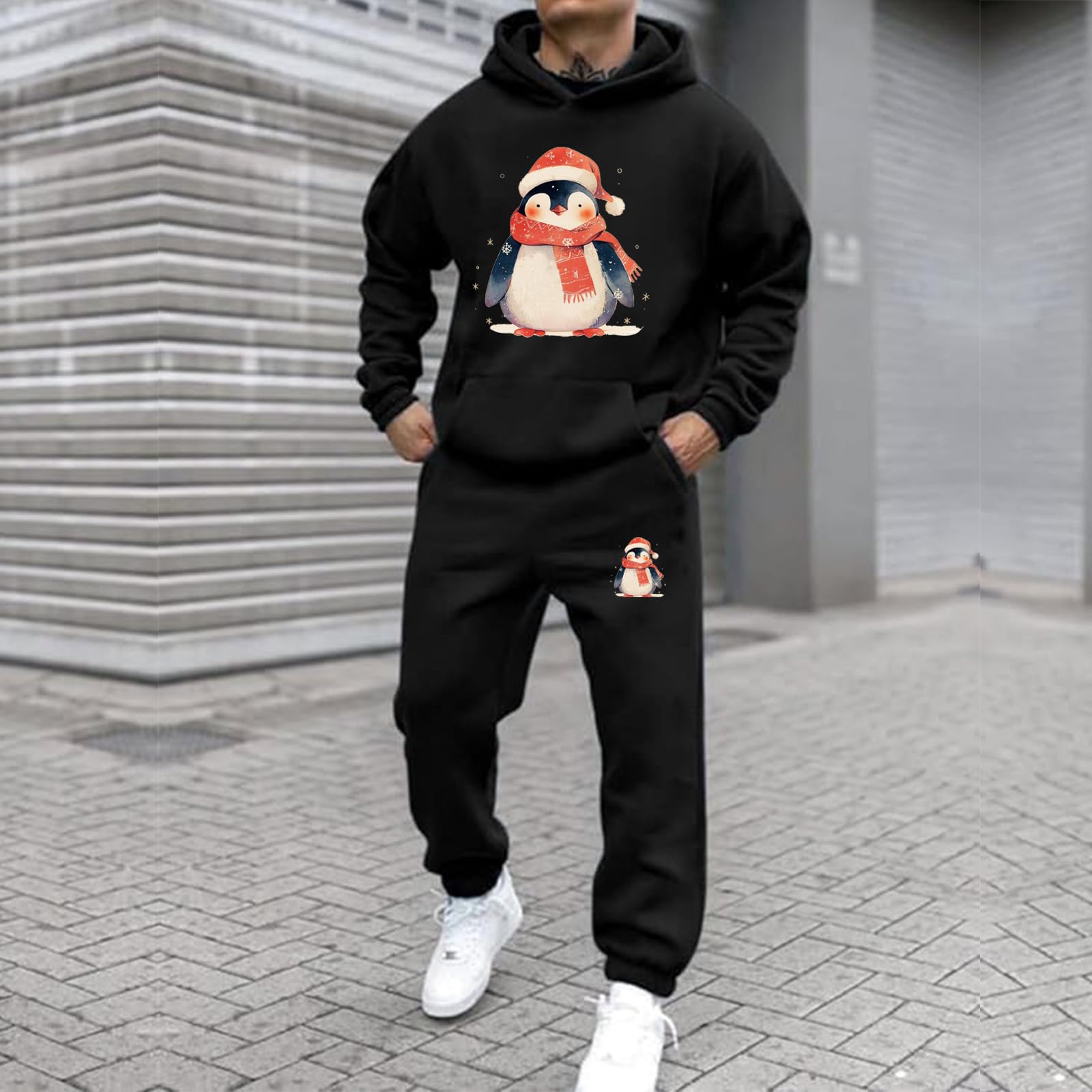 Weihnachtanzug Xmas Funny Jogginganzug Herren Lustig Trainingsanzug Set für Damen Essentials Tracksuit Set Weihnachtdruck Lose Hoodies und Jogginghosen Unisex Weihnachtsoutfit