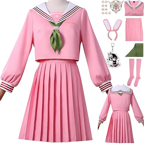 WJZAHB Hinako Cosplay Costume Pleated Skirt Hinako Wig Set Silent Hill F Role-Playing Costume Halloween Party - Pink - X-Small