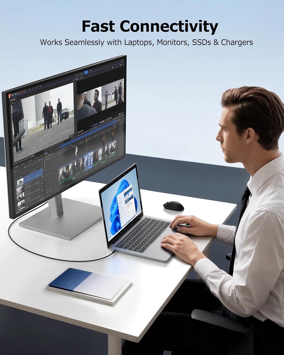 Cable Matters 20Gbps Right Angle USB C Cable - 6ft, Supports Up to [8K@30Hz / 4K@120Hz Video, 240W Charging, 20Gbps Data Transfer] 90 Degree USB C Cable, Right-Angle USBC to USBC Cord