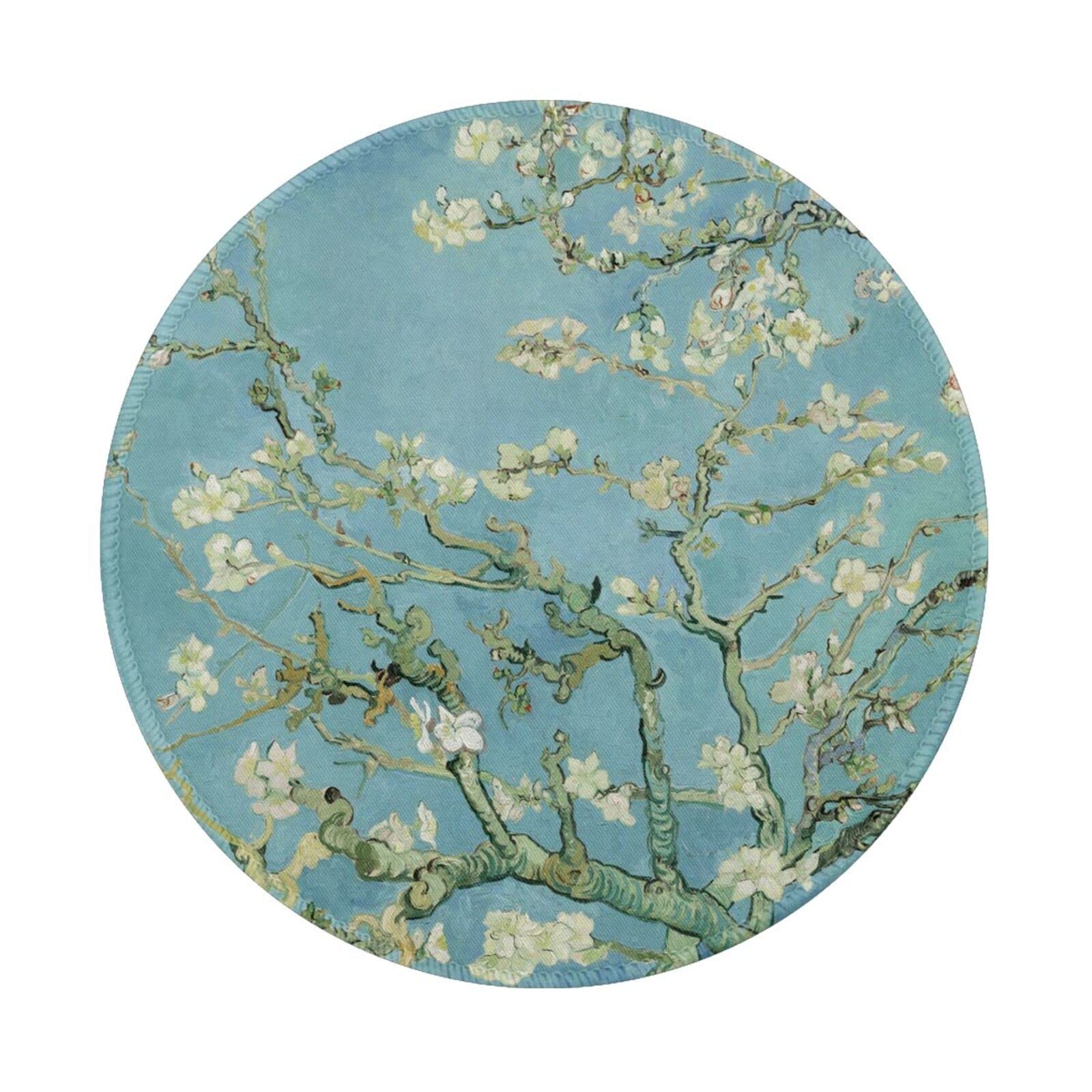 Photo 1 of Van Gogh Almond Blossom Round Mouse Pad Premium Textured Mouse Mat Washable Mousepads with Extended Stitched Edges Non Slip Rubber Base Small Mousepad 7.9 * 7.9 * 0.12 Inches
