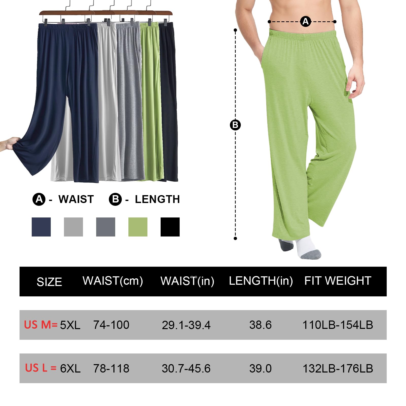 GENEMEN Mens Cotton Yoga Pants Wide Legs Trousers Lounging Bodybuilding Casual Pants Joggers Sweatpants (Avocado Green, 6XL)