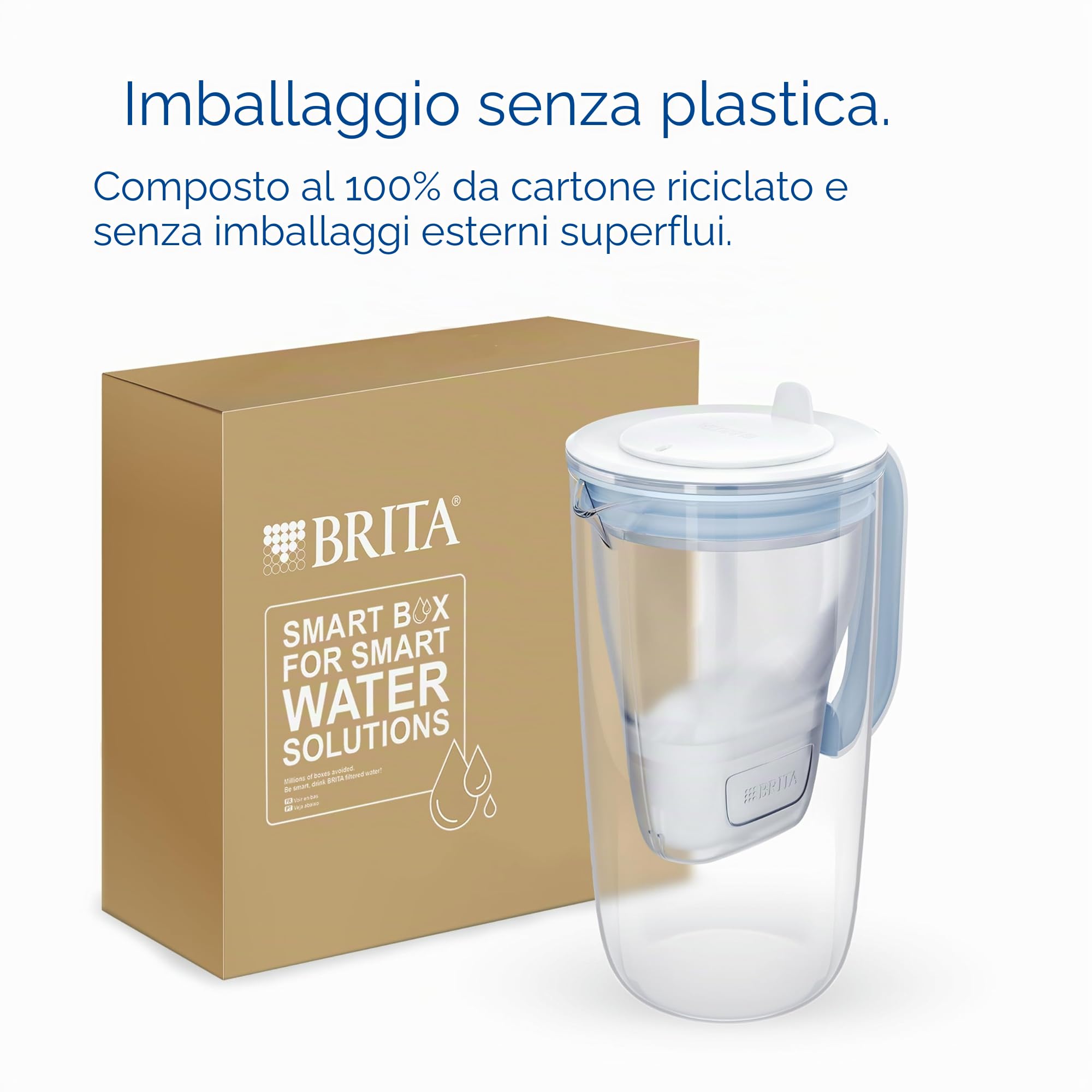 BRITA Caraffa filtrante acqua vetro (2.5L) incl. 3x BRITA filtri MAXTRA PRO All-in-1 riducono cloro, calcare, PFAS e metalli - Caraffa premium
