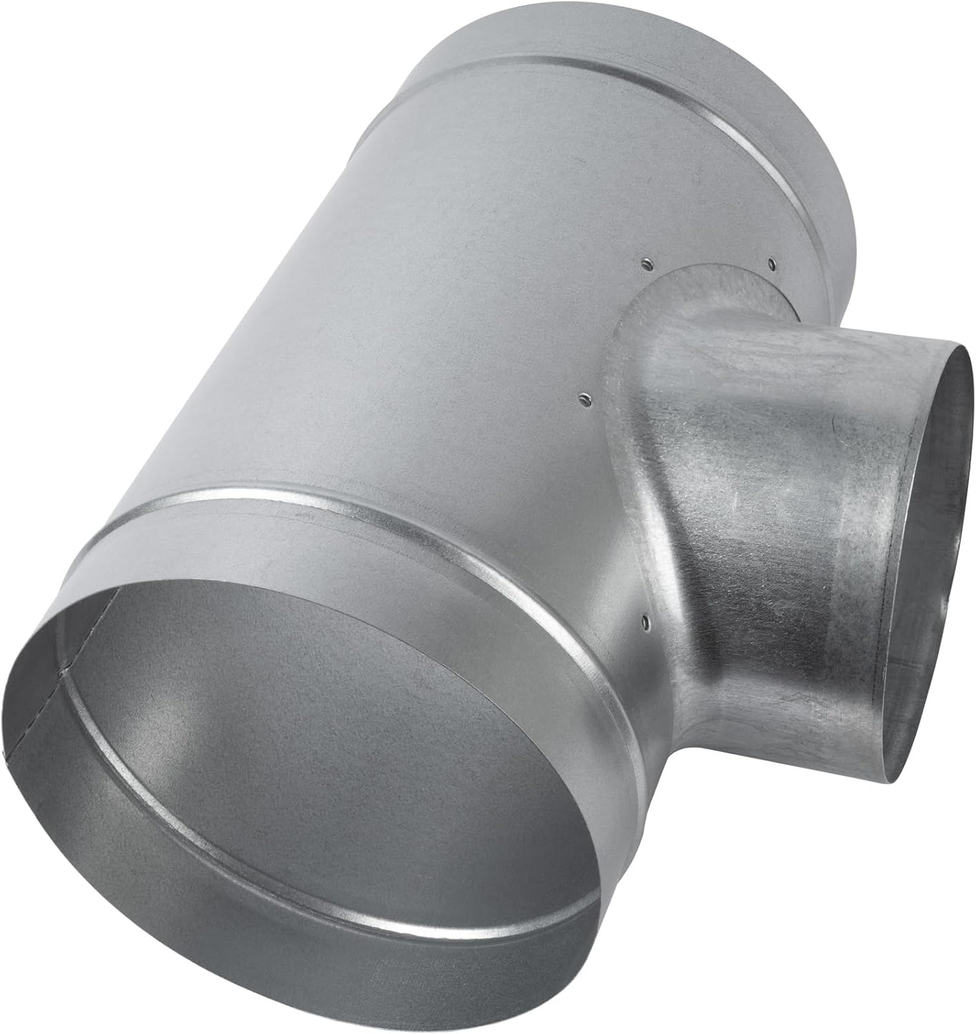 90° Degree Ø8 x 8 x 6 Inch T Shape Duct Splitter - Metal 3 Way Fitting Adapter - Galvanized Steel - Round Duct Hose Dryer Connector - for Home or Industrial HVAC Ventilation - Branch 6 Inch