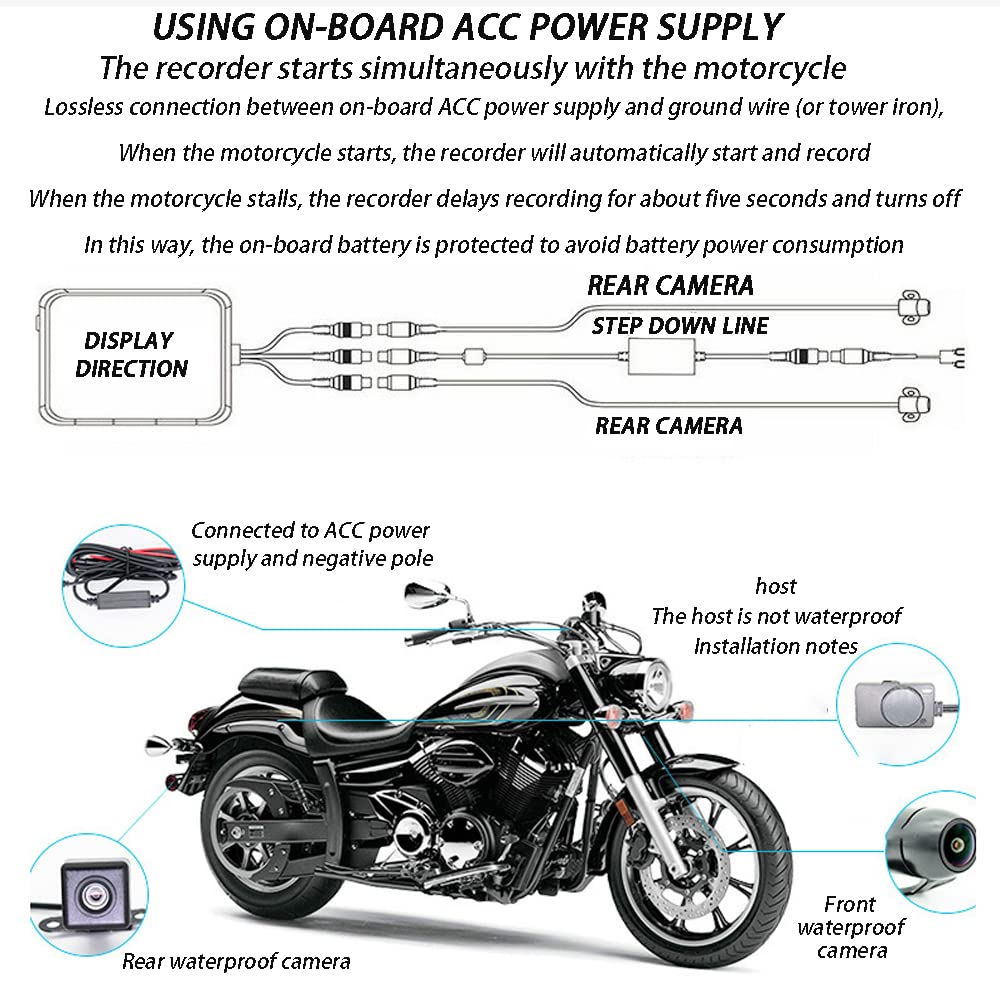 Cámara de video impermeable para motocicleta,cámara de video de acción de bicicleta de motocicleta grabadora de video DVR de 3 pulgadas pantalla de 1080P,para motocicleta/bicicleta